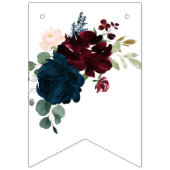 Bourgondië & Marine Bloemen Rustieke Houten Bruilo Vlaggetjes (Eerste vlag)