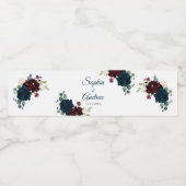 Bourgondië & Marine Bloemen Rustieke Houten Bruilo Waterfles Etiket (Enkel label)