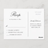 Bourgondië & marine bloemenbruiloft RSVP Briefkaart (Achterkant)