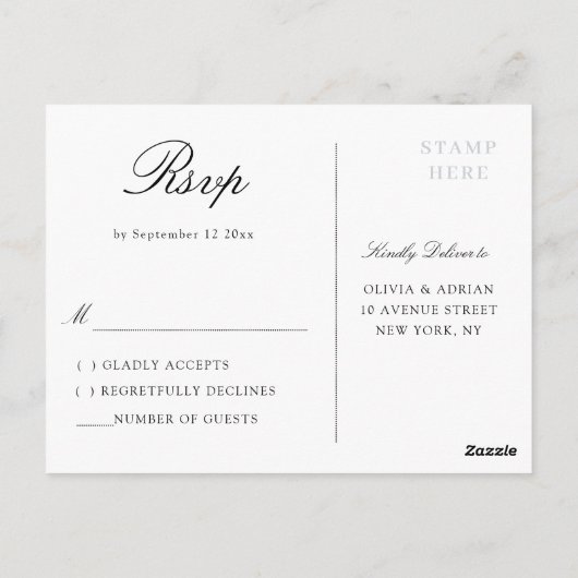 Bourgondië & marine bloemenbruiloft RSVP Briefkaart (Achterkant)