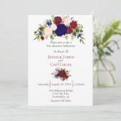 Bourgondië Marine Bloemenschildering Huwelijksbelo Kaart (Staand voorkant)