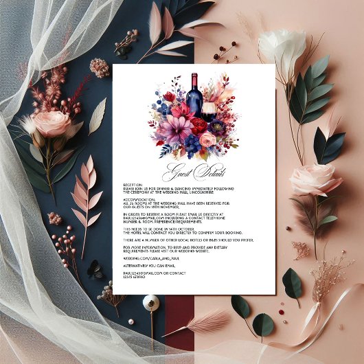 Bourgondië, Marine & Blush Wijnproeverij Gastgegev Informatiekaartje