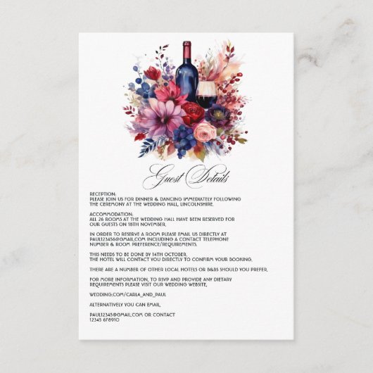 Bourgondië, Marine & Blush Wijnproeverij Gastgegev Informatiekaartje (Voorkant)