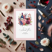 Bourgondië, marine en blush wijnproeverij bruiloft bedankkaart