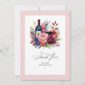 Bourgondië, marine en blush wijnproeverij bruiloft bedankkaart (Voorkant)