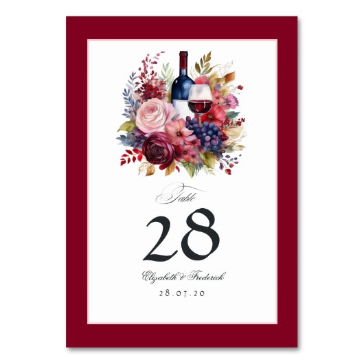 Bourgondië, marine en blush wijnproeverij bruiloft kaart (Achterkant)