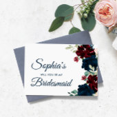 Bourgondië & marine rustieke bruidsmeisje voorstel briefkaart