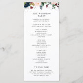 Bourgondië & marineblauw, blozend bloesembruiloft  programmakaart (Achterkant)