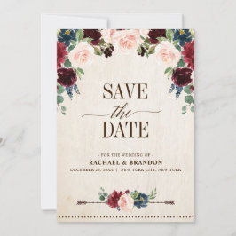 Bourgondië Marinebloemen Rusticaal Boho Landelijk  Save The Date