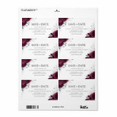 Bourgondië Maroon Bloemen retour adreslabel Etiket (Full Sheet)