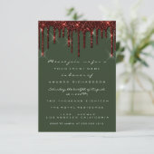 Bourgondie Maroon Glitter Drips Bruidsbos Kaart (Staand voorkant)