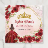 Bourgondië Maroon Gouden Glitter Floral Princess T Bedankjes Labels (Voorkant)