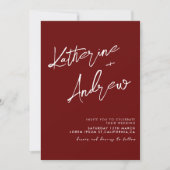 Bourgondië Maroon Minimalistisch Script Fall Weddi Kaart (Voorkant)