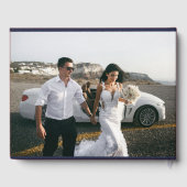 Bourgondië Maroon Script Foto Bruiloft Gastenboek (Achterkant)