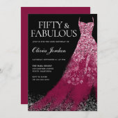 Bourgondië Maroon Sparkle Dress 50ste verjaardagsf Kaart (Voorkant / Achterkant)