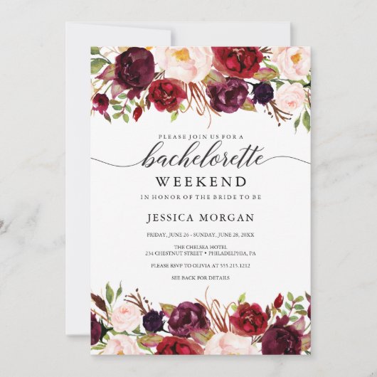 Bourgondië Marsala Bachelorette Weekendschema Kaart (Voorkant)