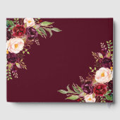 Bourgondië Marsala Bloem Herten Monogram Trouwdag Gastenboek (Achterkant)