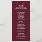 Bourgondië Marsala Bloem Takken Bruiloft Programmakaart (Achterkant)