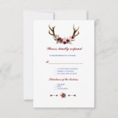 Bourgondië Marsala Bloem Takken Bruiloft RSVP Kaartje (Voorkant)