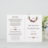 Bourgondië Marsala Bloem Takken Huwelijksprogramma (Staand voorkant)