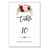 Bourgondië Marsala Bloemen Handschrift Tafelnummer (Voorkant)