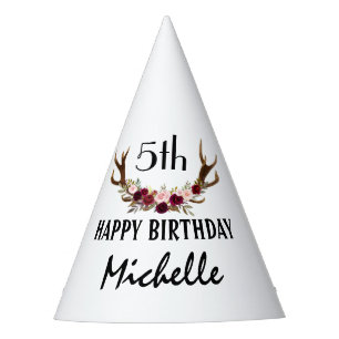 Bourgondië Marsala Bloemengewei 5e Verjaardagsfees Feesthoedjes