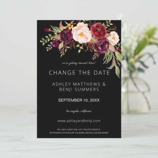 Bourgondië Marsala Bloemige Datumswijziging - Zwar Kaart (Staand voorkant)