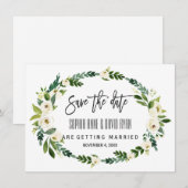 Bourgondië Marsala Bloemige Handgeschreven Kijk Op Save The Date (Voorkant / Achterkant)