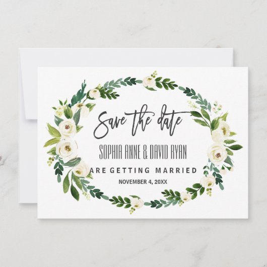 Bourgondië Marsala Bloemige Handgeschreven Kijk Op Save The Date (Voorkant)