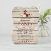 Bourgondië Marsala Bloemlantaarn Afstudeerfeest Kaart (Staand voorkant)