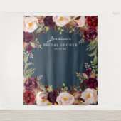 Bourgondië Marsala Bloemrijke Bruiloftsshower Acht Wandkleed (Voorkant)