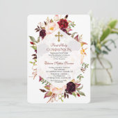 Bourgondië Marsala Bloemrijke Geometrische Eerste  Kaart (Staand voorkant)