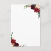 Bourgondië Marsala & Blush Bloemen Bruiloft Detail Informatiekaartje (Achterkant)