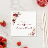 Bourgondië Marsala Blush Bloemen Bruiloft Servet (Insitu)