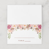 Bourgondië Marsala Blush Boho Bruiloft Escort Kaar Plaatskaartje (Buitenkant ongevouwen)