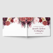 Bourgondië Marsala Blush Pioen Bruiloft Gastenboek (Volledig)