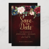 Bourgondië Marsala Blush Roze Boho Trouwen Save The Date (Voorkant / Achterkant)