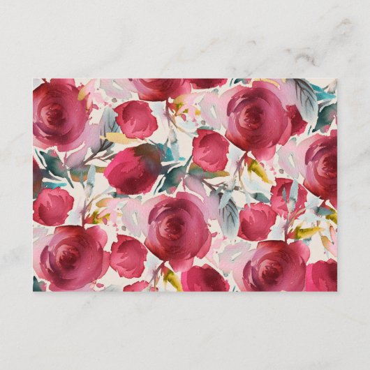 Bourgondië Marsala Boho Bloemen Bruiloft Details Informatiekaartje (Achterkant)