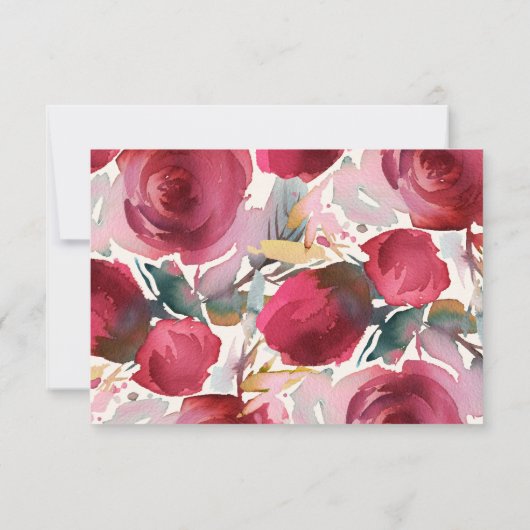 Bourgondië Marsala Boho Bloemen Bruiloft RSVP (Achterkant)