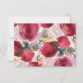 Bourgondië Marsala Boho Bloemen Bruiloft RSVP Kaartje (Achterkant)