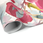 Bourgondië Marsala Boho Waterverf Bloemenpatroon Cadeaupapier (Rol Hoek)