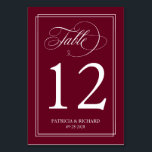 Bourgondië Marsala Eenvoudige Elegante bruiloft Kaart<br><div class="desc">Een eenvoudige chique kalligrafie tafel nummerkaarten. Ik bied een gratis aanpassingsservice aan, als u vragen of speciale verzoeken heeft, neem dan gerust contact met mij op via margherita@bluebirdinvites.com __________________________________________________________ OPMERKING: U moet het tabelnummer op elke kaart zelf één voor één wijzigen. Nadat je creëer een nummer hebt toegevoegd aan de...</div>