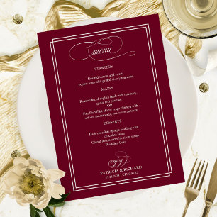 Bourgondië Marsala Elegant Huwelijksmenu Menu