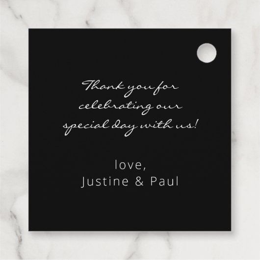 Bourgondië Marsala en Blush Bloem - Zwart Bedankjes Labels (Achterkant)