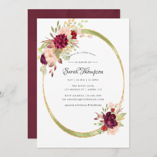 Bourgondië-Marsala en Blush Geometrisch Vrijgezell Kaart