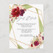 Bourgondië-Marsala en Blush Geometrische gastgegev Informatiekaartje (Voorkant)