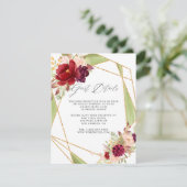 Bourgondië-Marsala en Blush Geometrische gastgegev Informatiekaartje (Staand voorkant)