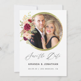 Bourgondië-Marsala en Blush Geometrische Save the Date