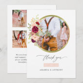 Bourgondië-Marsala en Blush Huwelijksfotocollage Bedankkaart (Voorkant / Achterkant)