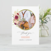 Bourgondië-Marsala en Blush Trouwfoto Bedankkaart (Staand voorkant)